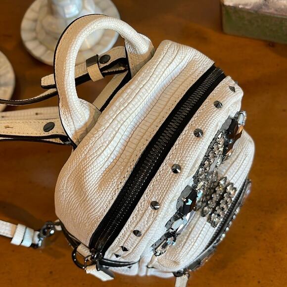 RARE MCM Swarovski Crocodile Leather Mini Backpack White NWOT - Picture 6 of 11